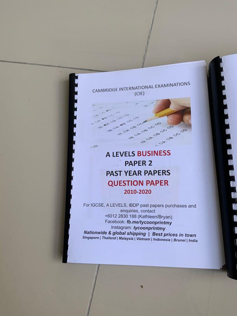 A Level Business (9609) paper 2 past year papers, Hobbies & Toys, Books