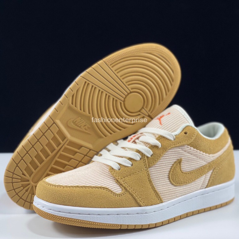 Air Jordan 1 Low SE Twine Orange Quartz Corduroy, Men's Fashion