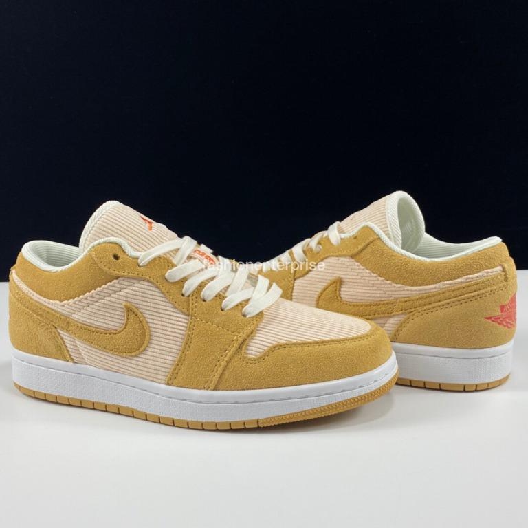 Air Jordan 1 Low SE Twine Orange Quartz Corduroy, Men's Fashion