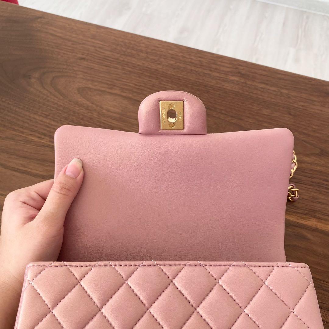 Authentic Chanel Iridescent Pink Mini Rectangle with Top Handle bag in  Lambskin and Gold Hardware, Luxury, Bags & Wallets on Carousell