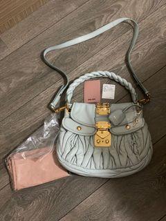 Miu Miu Matelasse Lambskin Leather Clutch Crossbody Pochette Cammeo Tu