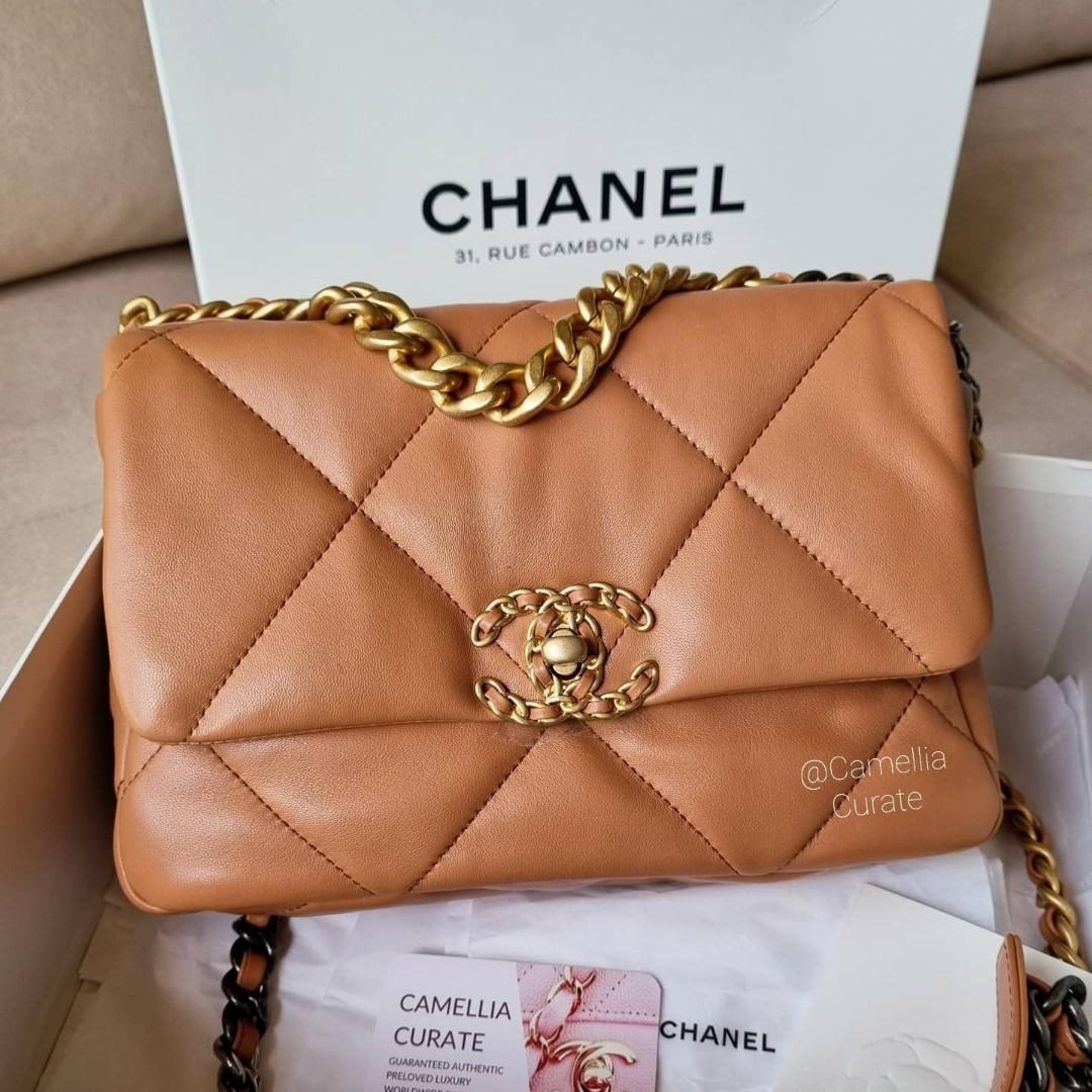 Chanel 19 Caramel 21k Small, Luxury, Bags & Wallets on Carousell
