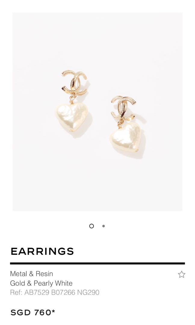 Chanel Earrings 22C Pearl heart Women s Fashion Jewelry