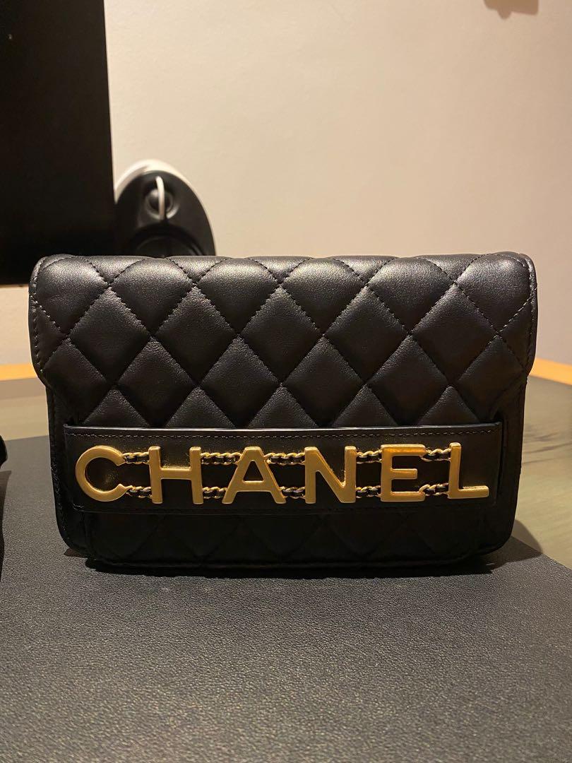 Chanel Front Logo Flap Bag Wallet on Chain