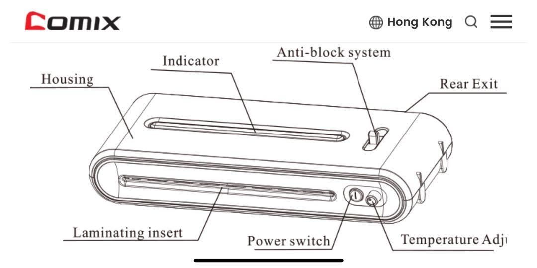 Comix A4 Home Office Laminator F9061-2 rotoli da 300 mm//min per plastificazione rapida