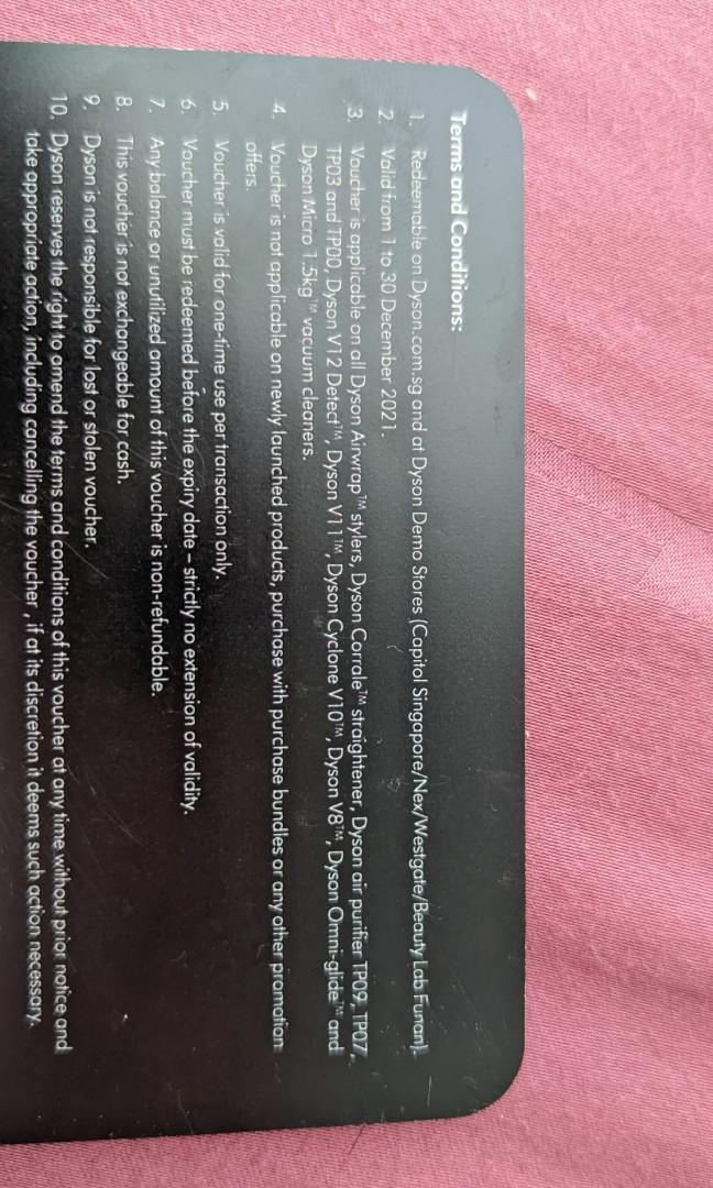 Dyson Gift Card, Tickets & Vouchers, Vouchers on Carousell