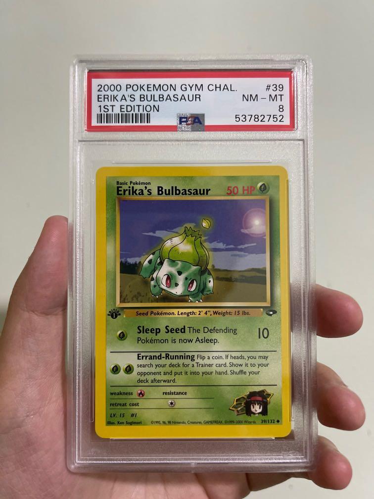 Erika's Bulbasaur 1st edition psa 8, Hobbies & Toys, Toys & Games on  Carousell