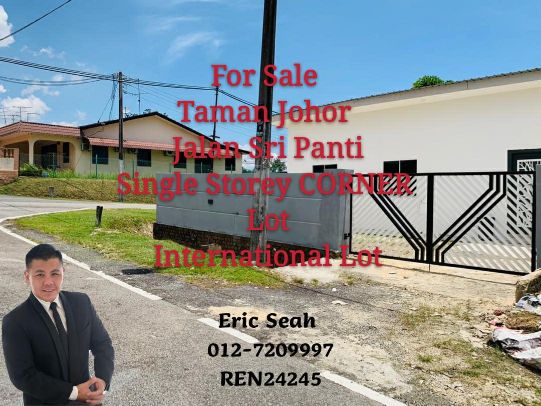 For Sale - (JY) Taman Johor, Jalan Sri Panti Single Storey CORNER Lot ...