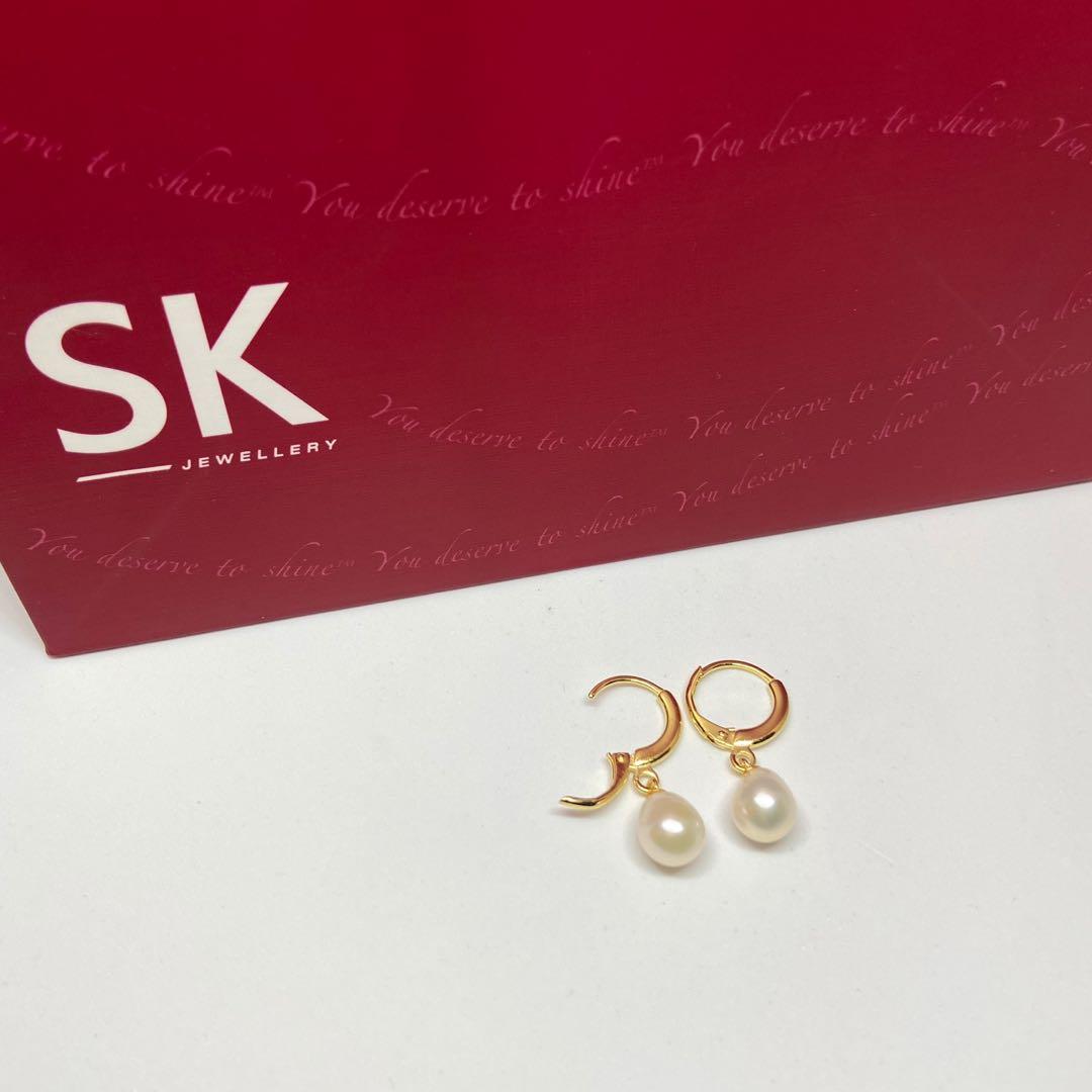 Free Shipping SK Jewellery Gold Hoop Pearl Earrings