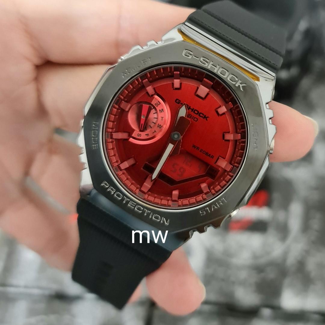 G-SHOCK standard-bearer metal-clad octagonal strong bezel gm2100 gm-2100  gm-2100b gm-2100b-4a men's watch brand new, Men's Fashion, Watches   Accessories, Watches on Carousell