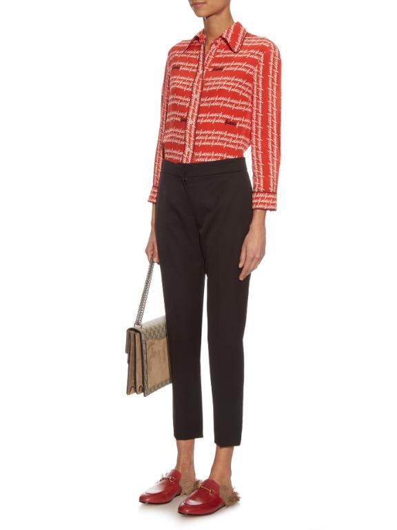 red gucci loafers with fur