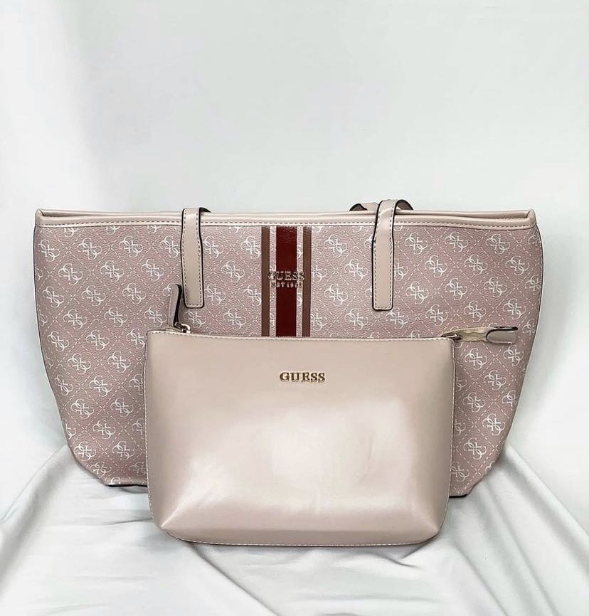 pink guess tote