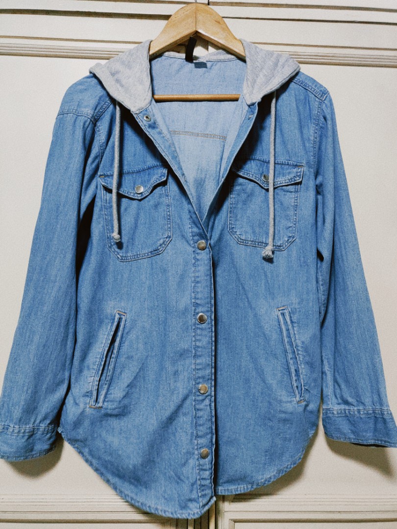 Hooded denim clearance jacket womens h&m