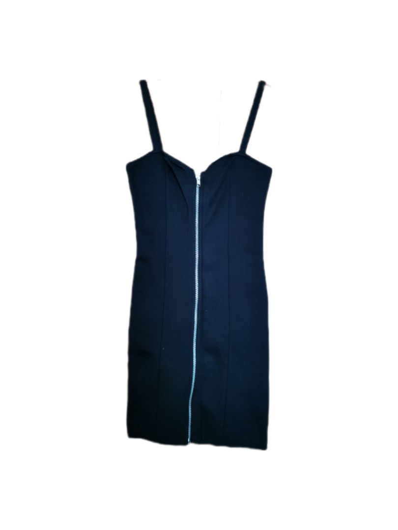 H&M Zip Front Bodycon Dress In Black, Women's Fashion, Dresses & Sets