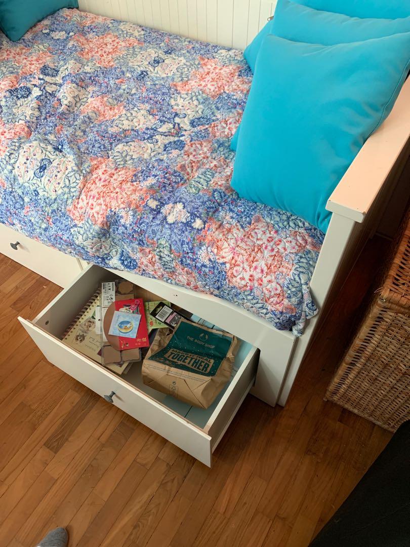 IKEA Day Bed with Pullout Extension (2 available), Furniture & Home
