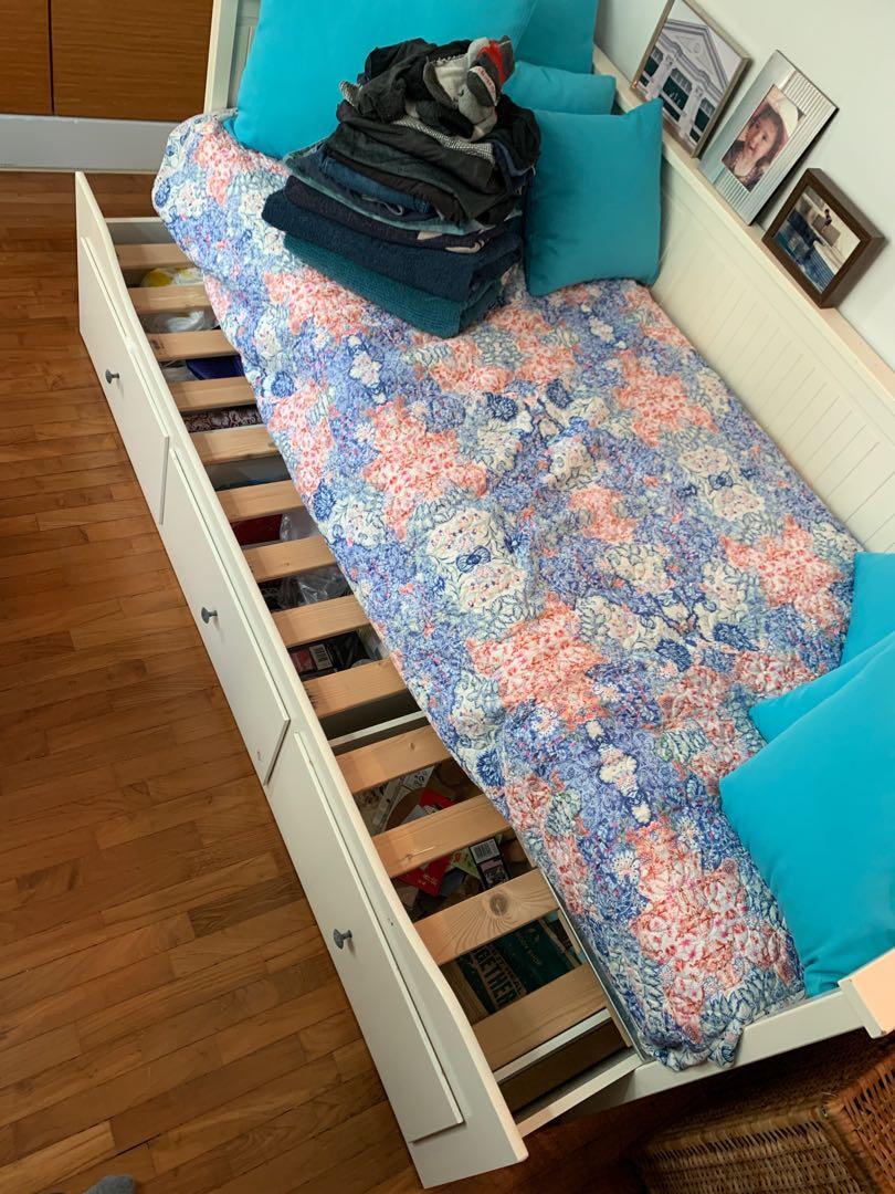 IKEA Day Bed with Pullout Extension (2 available), Furniture & Home