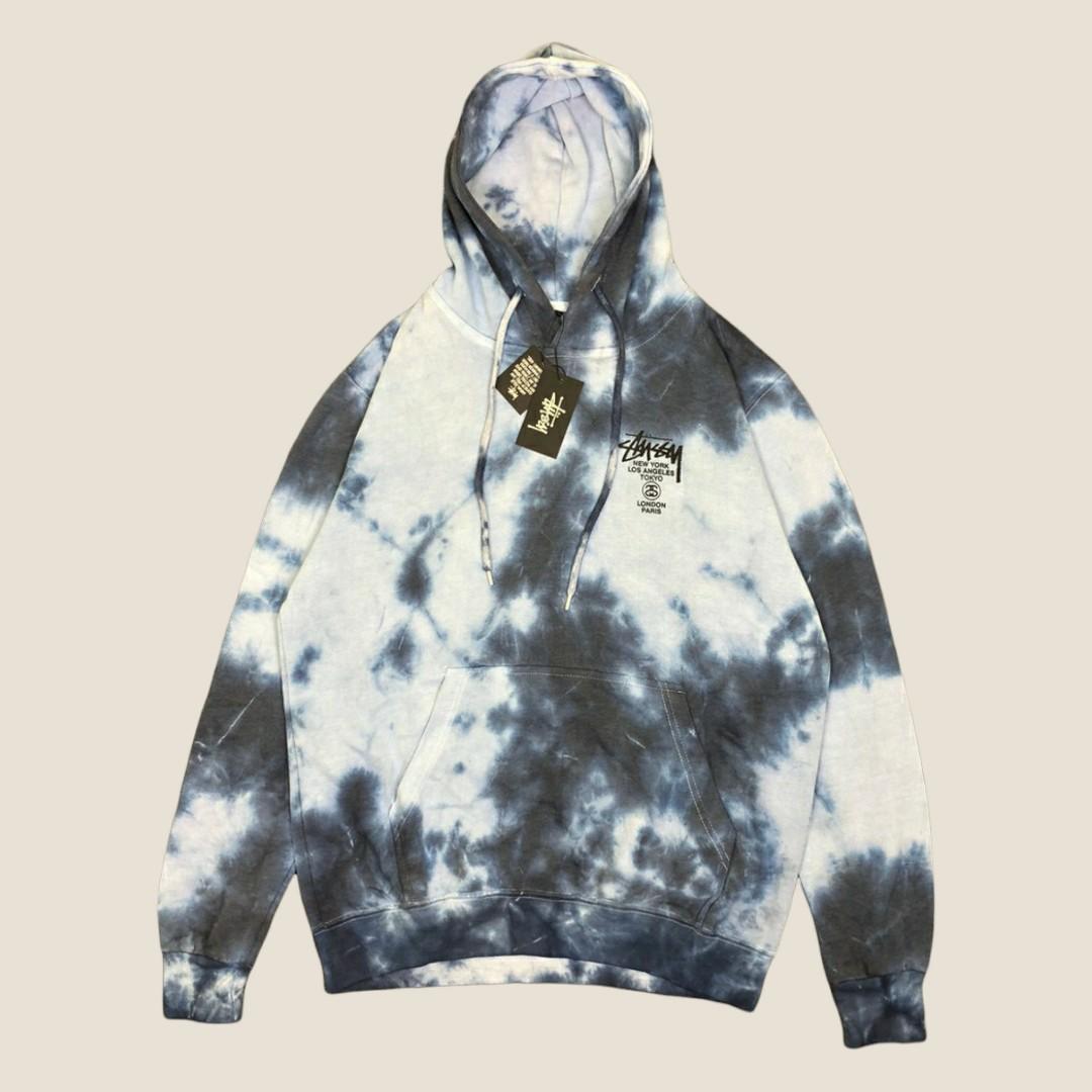 JAKET SWEATER HOODIE STUSSY WORLD WIDE TOUR TIE DYE BIRU AUTHENTIC