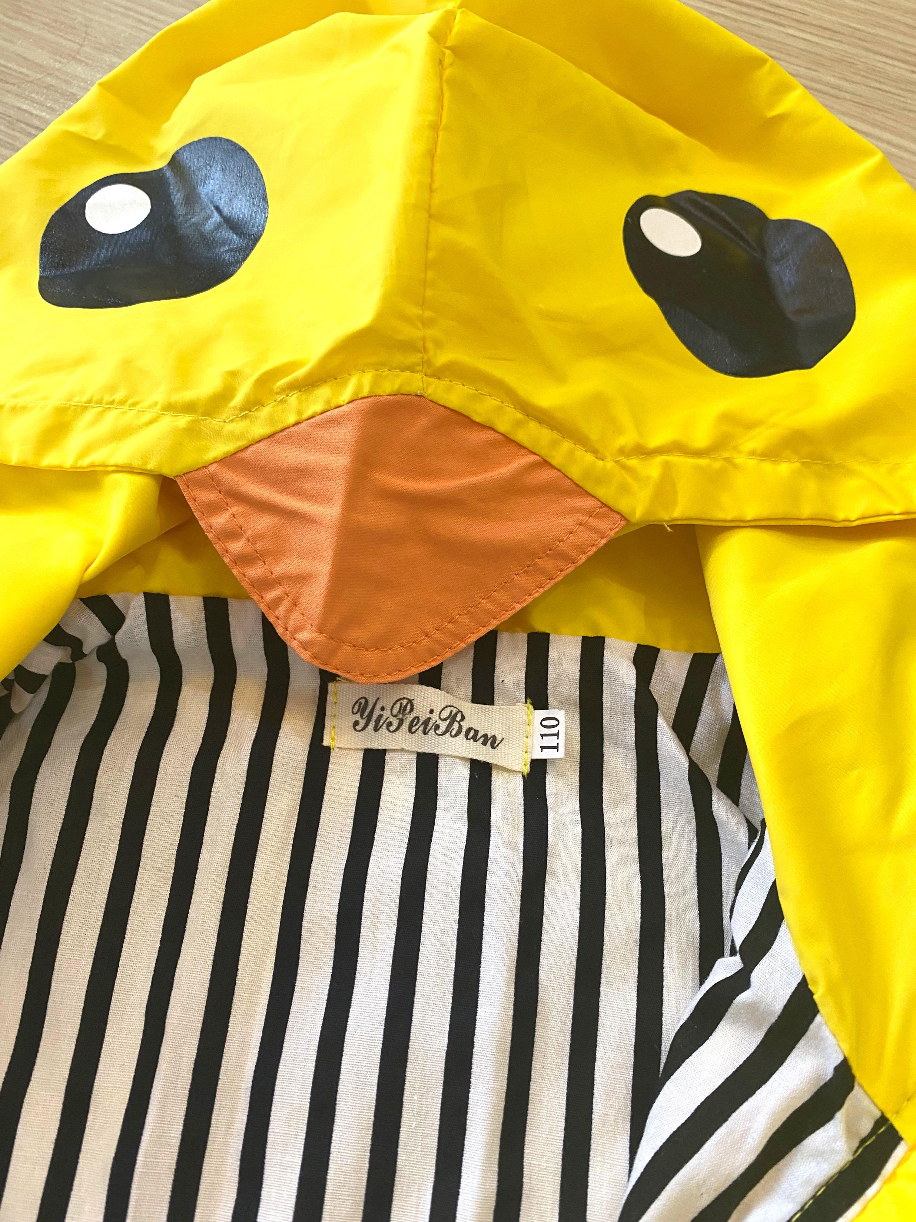 Kids Boys Girls yellow zipper Raincoat Duck Hood Lined 110