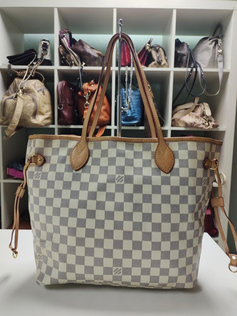 LV NEVERFULL MM DAMIER AZUR TOTE BAG, Luxury, Bags & Wallets on Carousell