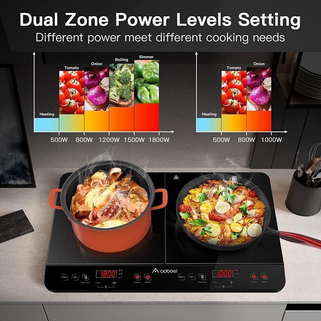 (M5002) Aobosi Induction Hob, 2800W Portable Double Induction Plate