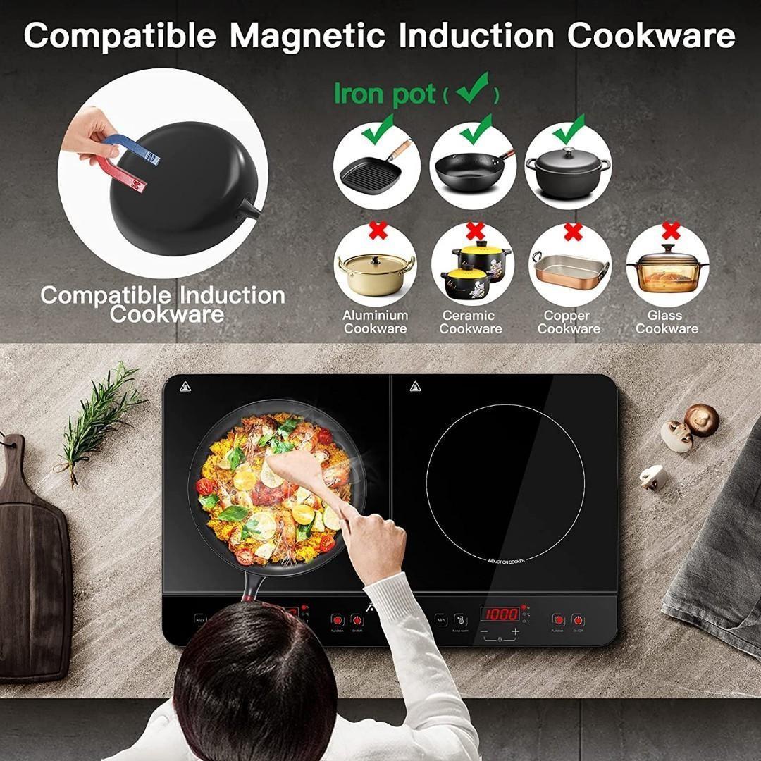 (M5002) Aobosi Induction Hob, 2800W Portable Double Induction Plate