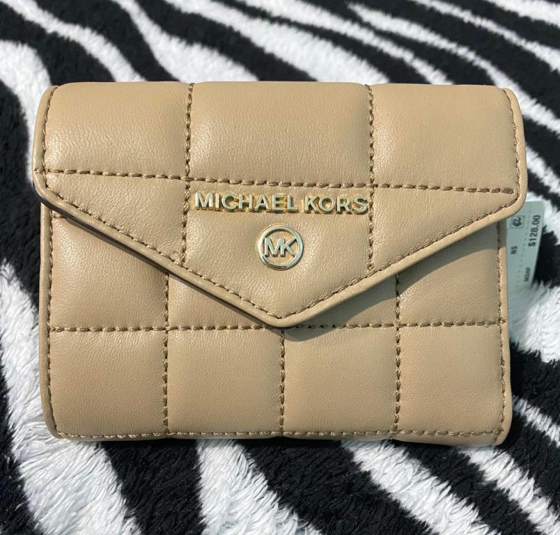 Michael Kors Signature Jet Set Charm Silver Tone Medium Envelope Tri-Fold  Wallet