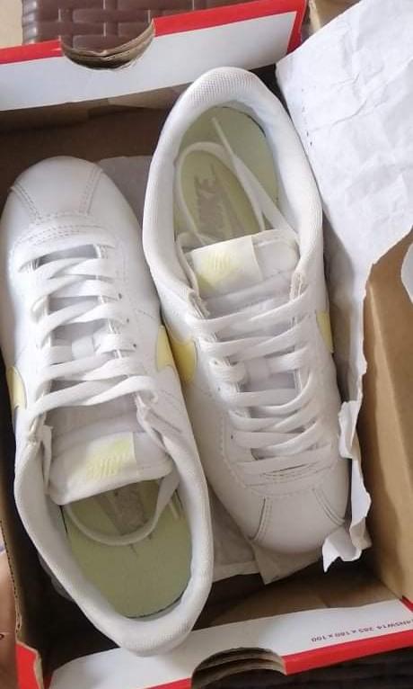 Nike Cortez pastel yellow white retro