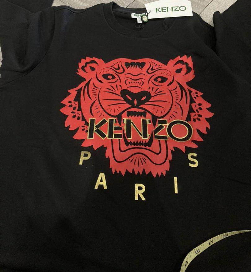 Original Kenzo Red Red Print Sweatshirt Black Red Size S Pit