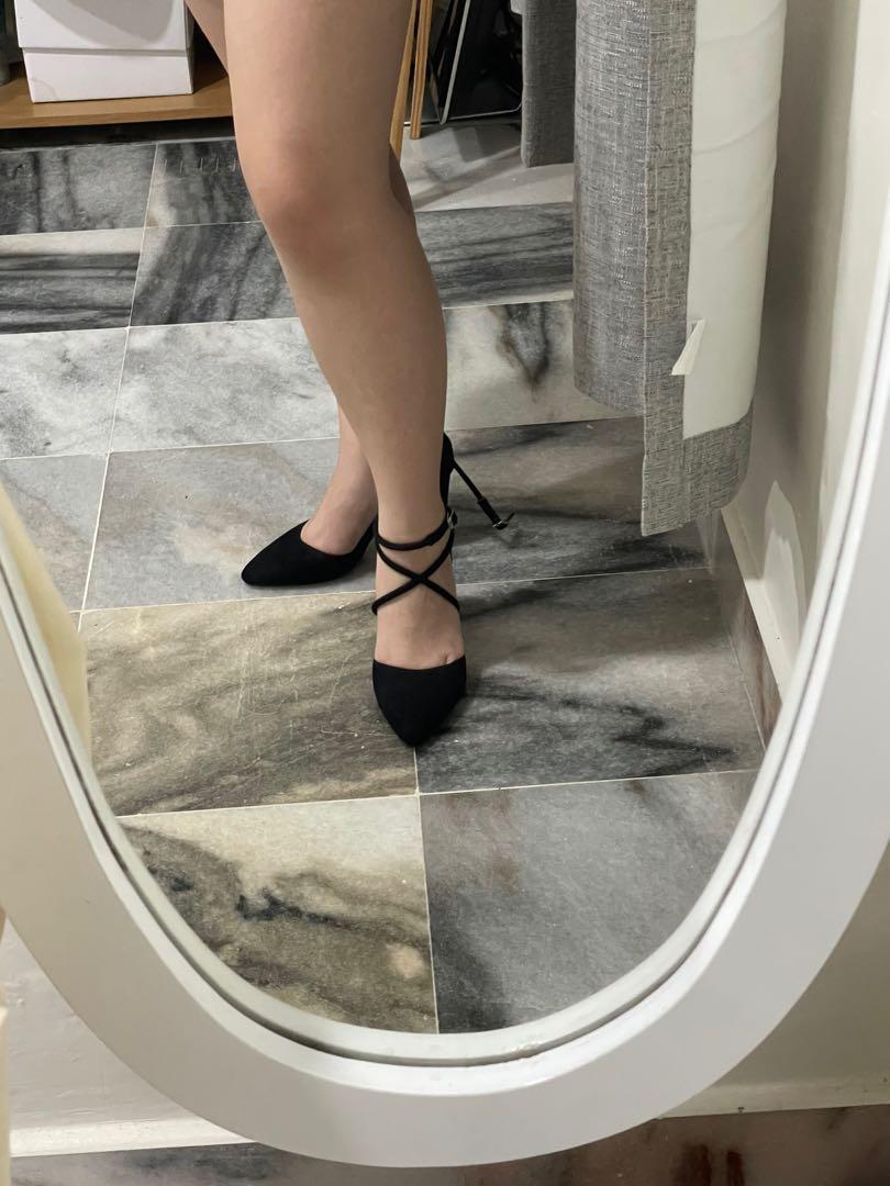 Black criss cross heels clearance