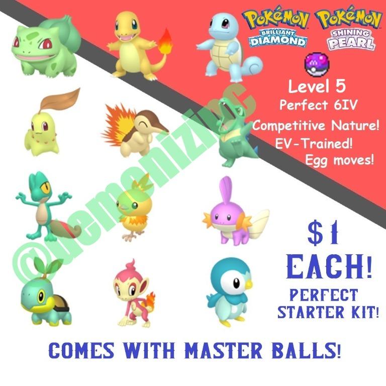 Pokemon Brilliant Diamond Shining Pearl Shiny 6iv Starters Starters Egg Starter Kit Final Evolution Video Gaming Gaming Accessories In Game Products On Carousell