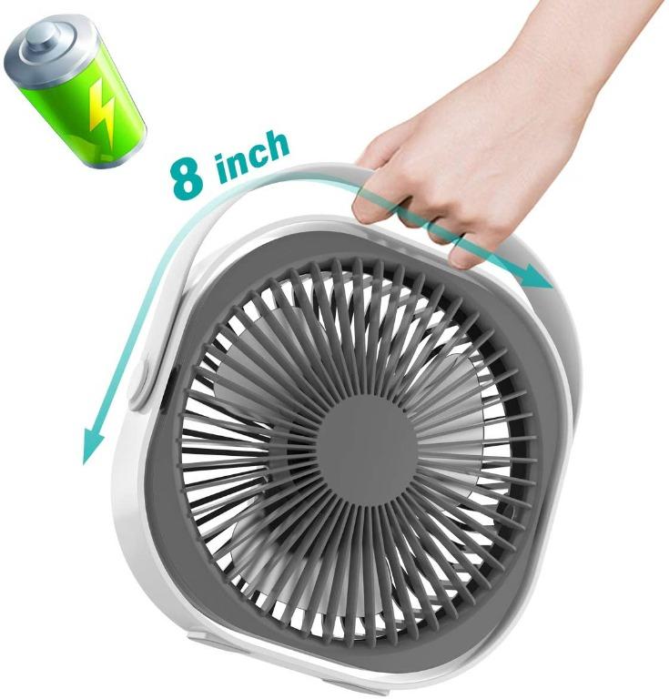 Adjustable 3 speed Portable Handheld Fan USB Rechargeable Mini Cooling Fan with Removable Base Personal Fan for Room Desk White Household Outdoor Travel & Camping 
