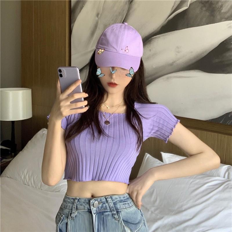 Purple off the shoulder crop 2025 top