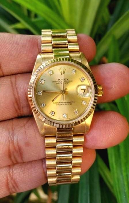 Rolex President Couple Watch 18K Solid Gold With Diamonds 36 31mm Authentic