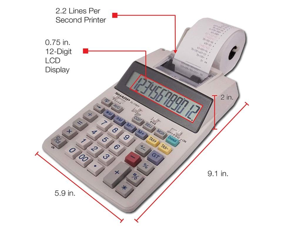 Sharp EL-1750V Two-Color Printing Calculator (Category: Office & Business Technology) located in Marikina City. Submitted by skowshop (Listing ID 1130211253, Image 3). Description: Power Source AC Brand SHARP ELECTRONICS Color White Number of Batteries 4 AA batteries required. (not included) Material Plastic, Metal About this item: > Features an extra large LCD display for easy viewing > Fast and reliable 2.2 lines-per-second ink printer > Profes