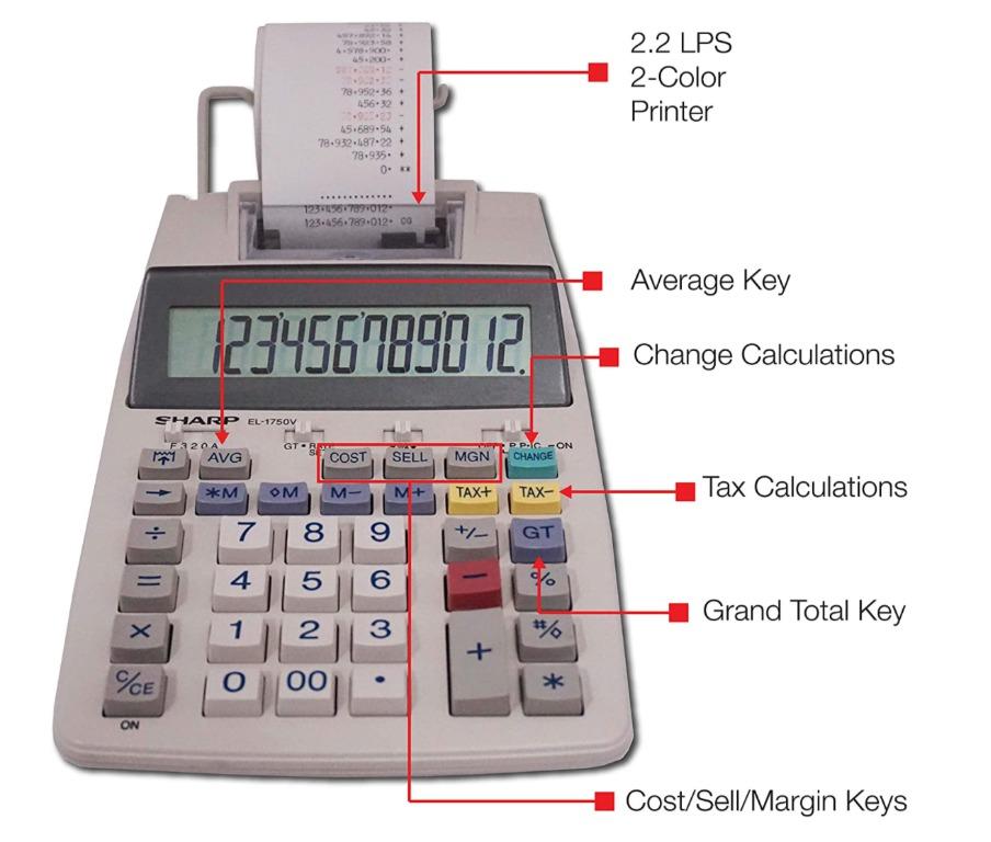 Sharp EL-1750V Two-Color Printing Calculator (Category: Office & Business Technology) located in Marikina City. Submitted by skowshop (Listing ID 1130211253, Image 2). Description: Power Source AC Brand SHARP ELECTRONICS Color White Number of Batteries 4 AA batteries required. (not included) Material Plastic, Metal About this item: > Features an extra large LCD display for easy viewing > Fast and reliable 2.2 lines-per-second ink printer > Profes
