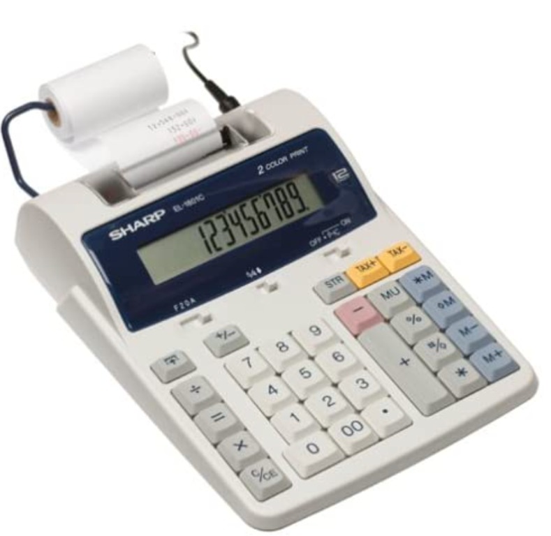 Sharp EL-1801C Semi-Desktop 2-Color Printing Calculator, Computers ...