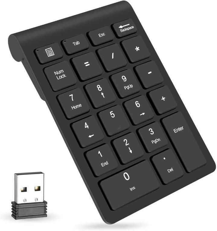 Multi-Device Bluetooth Number Pad with Accounting Calculator & LCD Screen 2 in 1 Aluminum 19 Keys Rechargeable Wireless Portable Numeric Keypad for Laptop/MacBook/iMac/Windows/Surface Pro etc