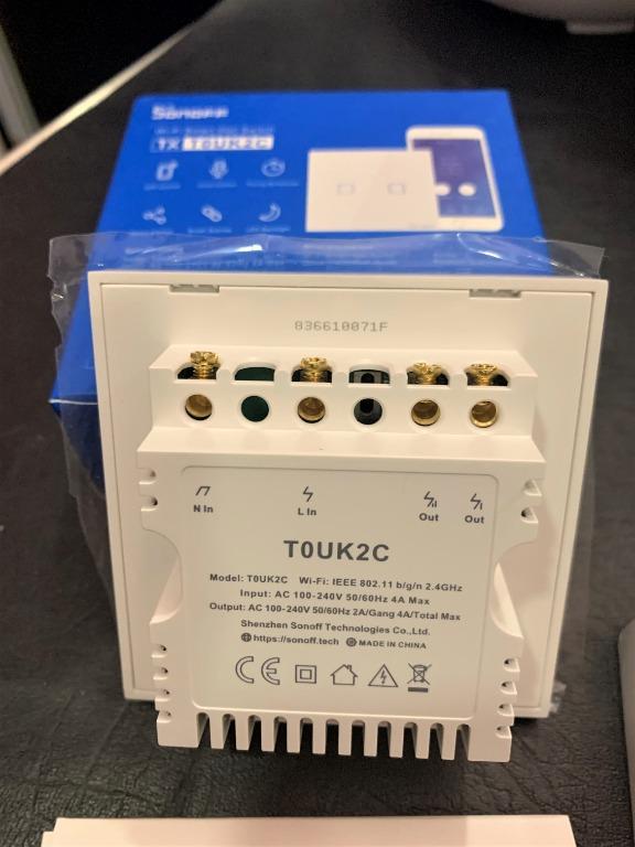 Smart WiFi Glass Panel Wall Light Switch TXT0UK2C 2 Gang APP/Touch