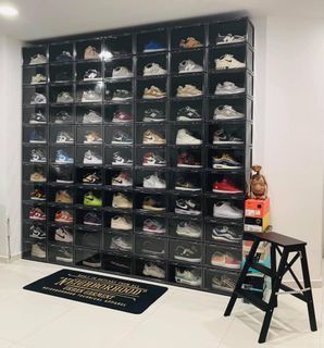 (1 Year Warranty) Stackable Side Drop Hard Shoe Box Case - Black [Adidas/Nike Dunks/Air Jordans/Air Force/Yeezy]
