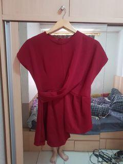 Top / blouse / atasan wanita merah maroon tangan pendek