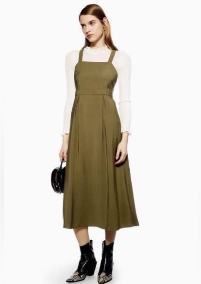 Topshop midi new arrivals pinafore dress