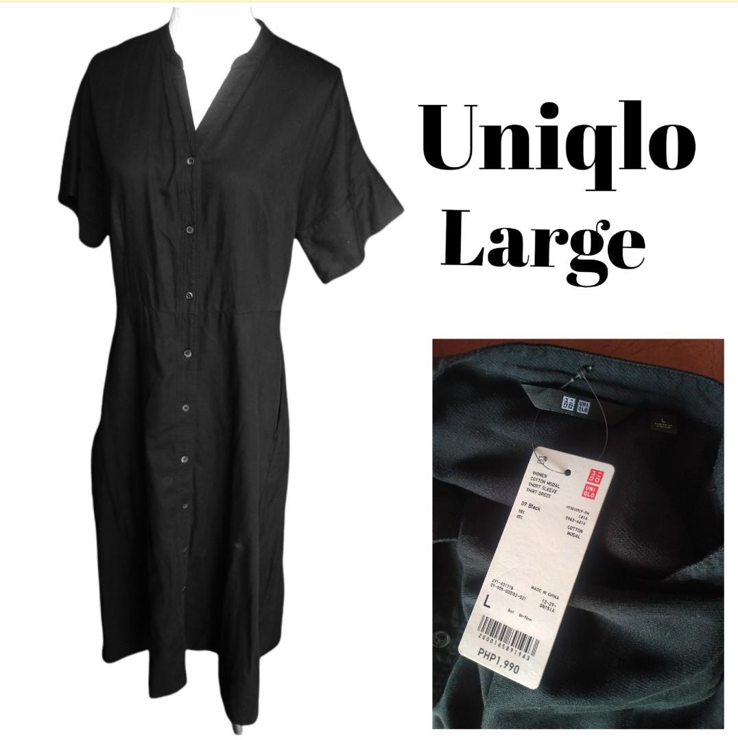 uniqlo black button down