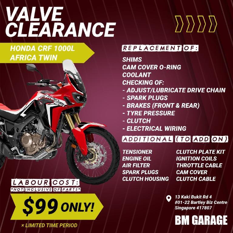 VALVE CLEARANCE AFRICA TWIN, Motorcycles, Motorcycle Accessories on