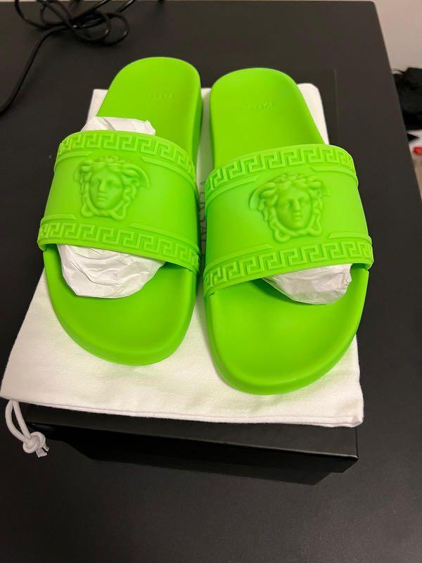 Versace green slides sales