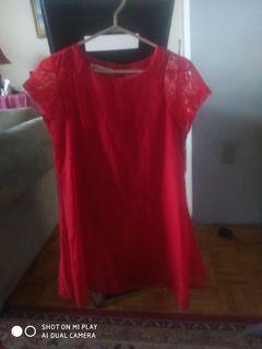 Women's red dress large Asian size 