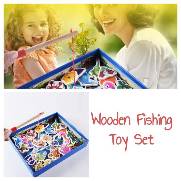 Wooden Fishing Toy Set, Hobbies & Toys, Toys & Games on Carousell