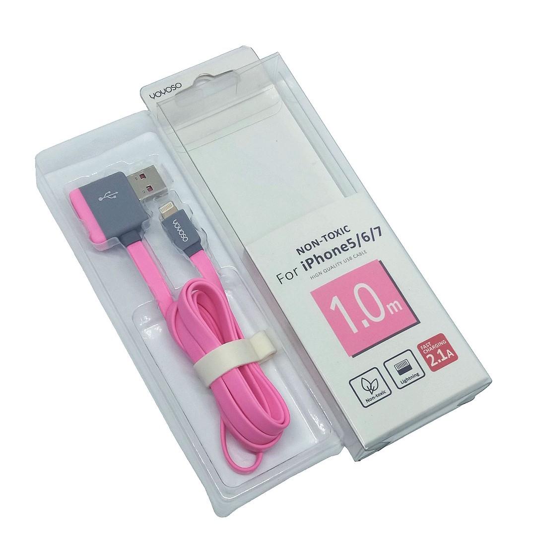 Yoyoso 2 in 1 iphone fast charge 1 meter cable pink, Mobile Phones