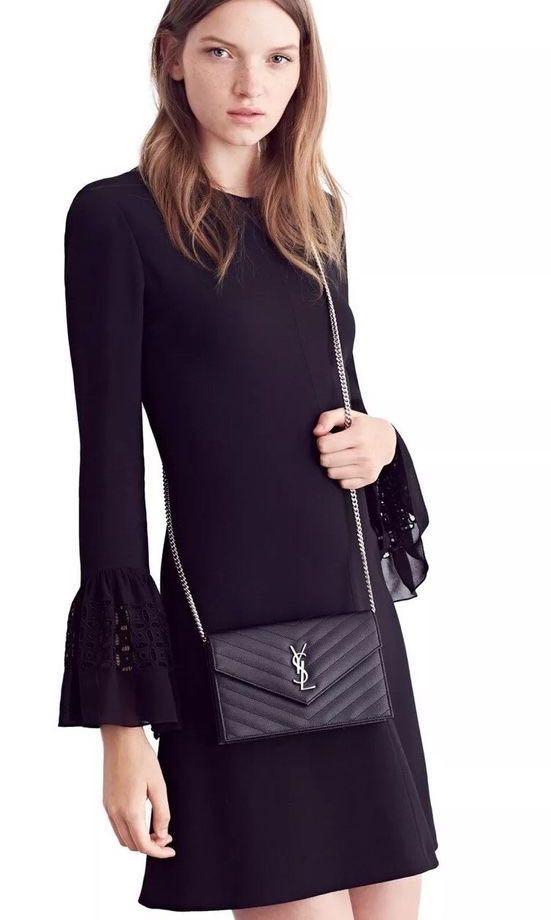 YSL Black Monogram Envelope Chain Wallet Bag, Luxury, Bags u0026 Wallets on  Carousell
