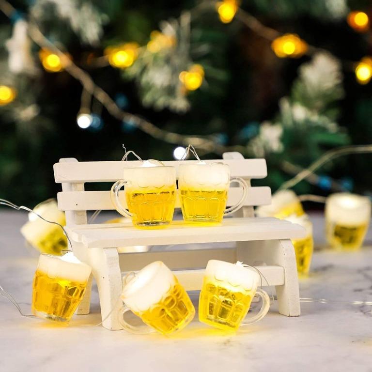 (2 SET 100)啤酒形LED燈串 3D Beer Mug String Lights 15 LED with Remote