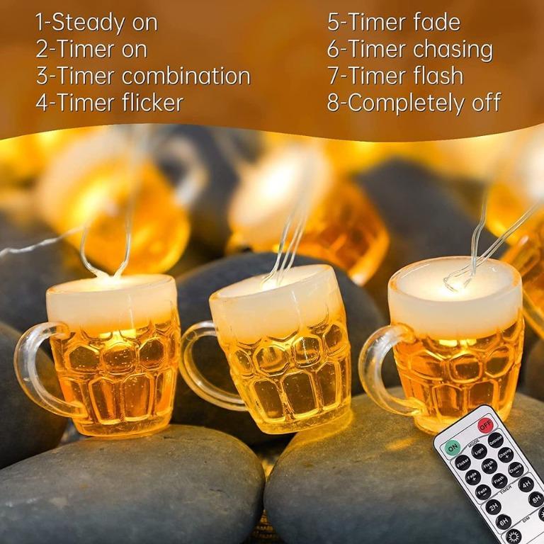 (2 SET 100)啤酒形LED燈串 3D Beer Mug String Lights 15 LED with Remote